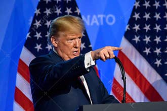 Donald Trump, President of United States of America, during press conference at NATO SUMMIT 2018