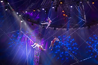 Circus team performance on stage, zirkus