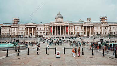 Timelapse of the Trafalgar Square in London City.