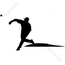 Baseball player, pitcher while throwing ball. Pitcher throwing a ball on pitcher mound. Detailed realistic silhouette