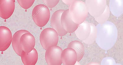 Flying pink balloons. Romantic background for valentine's day. loop video