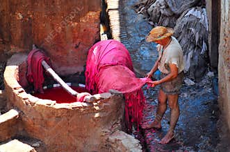 Leather tannery in Fez in Morocco