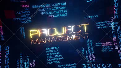 Project Management animated word cloud, text design