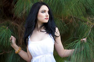 Attractive girl in white dress