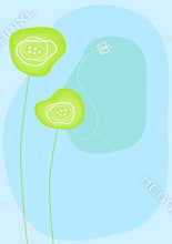 Green Poppies with butterfly