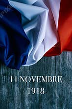 Flag of france and text 11 novembre 1918