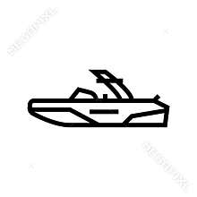 wakeboard ski boat line icon vector illustration
