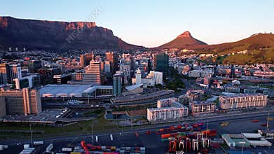 4K Aerial Cape Town Skyline Sunrise