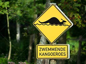 Yello Kangaroo warning sign