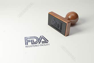FDA approved simple rectangle stamp logo on paper  for Pharmaceuticals companies.