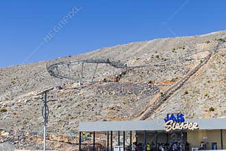 Dubai, UAE - 02.19.2022 - Jais sledder attraction in the mountains. Fun