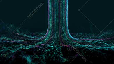 Data wave connect line bg. Data graph flow technology. Futuristic wave tech background