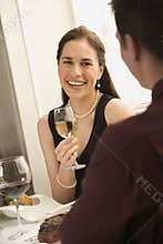 Couple drinking wine.