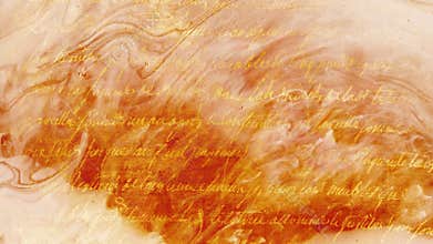 Gold fancy vintage text behind a cream colored smoke effect.