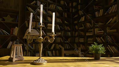 Library room with bookshelves