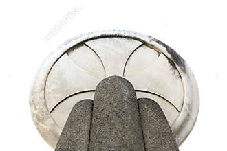 Giant hand holding cross circle