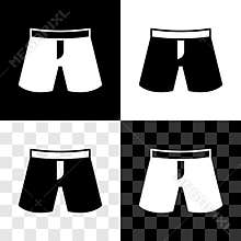 Set Short or pants icon isolated on black and white, transparent background. Vector