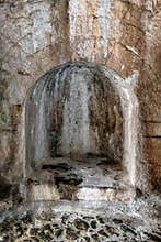Arched niche in a stone wall at Rozafa Castle in Shkoder, Albania
