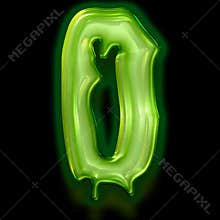 number 0 of abstract alphabet with horror slime effect