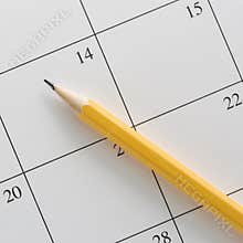 Pencil on calendar.