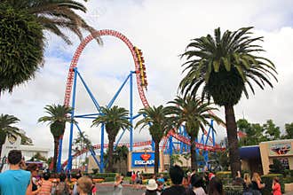 Roller coaster ride Superman Escape in Theme Park