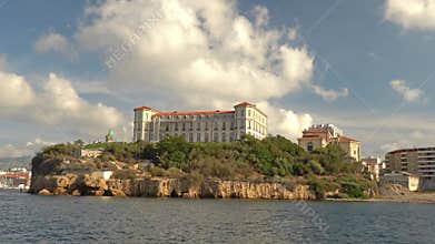 view on Palais du Pharo from a boat on the sea, Marseille, France