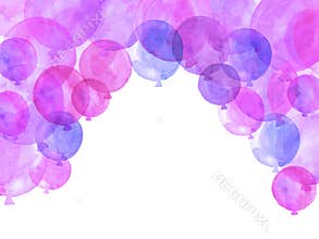 Watercolor background with ballon frames