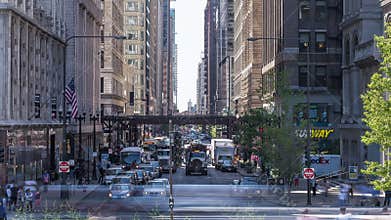 Chicago, USA, Timelapse - The city traffic of downtown Chicago during the day