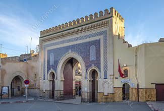 The blue Gate or the Bab Bou Jeloud in Fes, Morocco