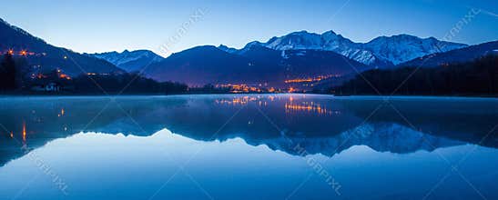 Mont Blanc Massif, France and Reflection I