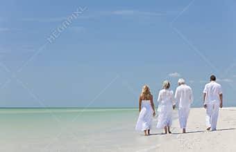 People Seniors Family Couples Generations on Beach