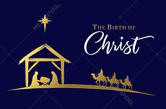The birth of Christ, Nativity scene of baby Jesus in the manger