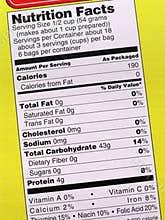 Nutrition label on yellow