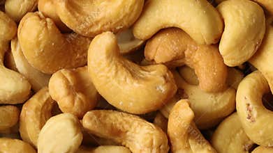 Peeled whole cashew nuts full frame close up