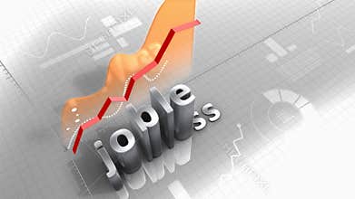 Jobless growing chart, statistic, data and performance.