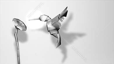 Creative animation, paper hummingbird.