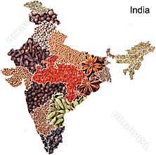 Political map of India with spices