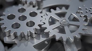 Gear animation, cogwheel, mechanical movement, engineering background animation