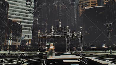 Artificial intelligence scanning the city. Augmented Reality