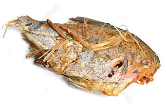 Long-cooked fish. Baked in a Russian oven on straw