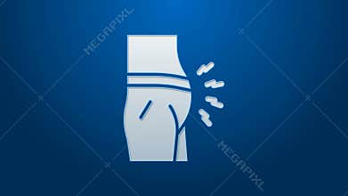White line Abdominal bloating icon isolated on blue background. Constipation or diarrhea. 4K Video motion graphic