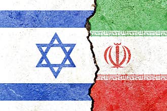 Shot of Israel VS Iran flags
