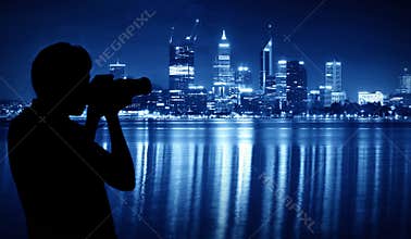 Capture the night scene of Perth
