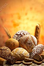 Group of different bread products