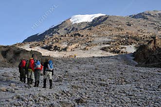 Trekkers at mount Kilimanjaro