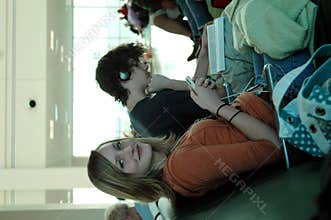 Airport waiting teens