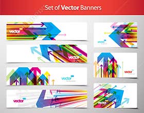 Set of gift cards and banners with arrows.