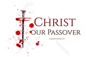 Christian cross made with rusty nails, drops of blood isolated on white background. Good Friday, Easter day. Christian