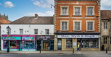 New age shop in the centre of Glastonbury - Man, Myth & Magik and Little Imps Toy Shop  - Glastonbury, Somerset, UK