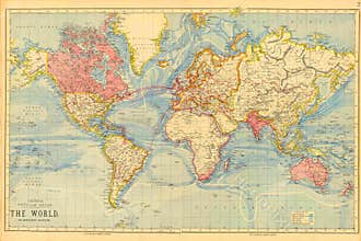 Vintage Antique Historical World Map